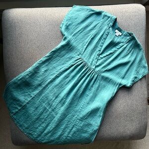 Sundance 100% Linen Dusk to Dawn Teal Dress Oversized Small